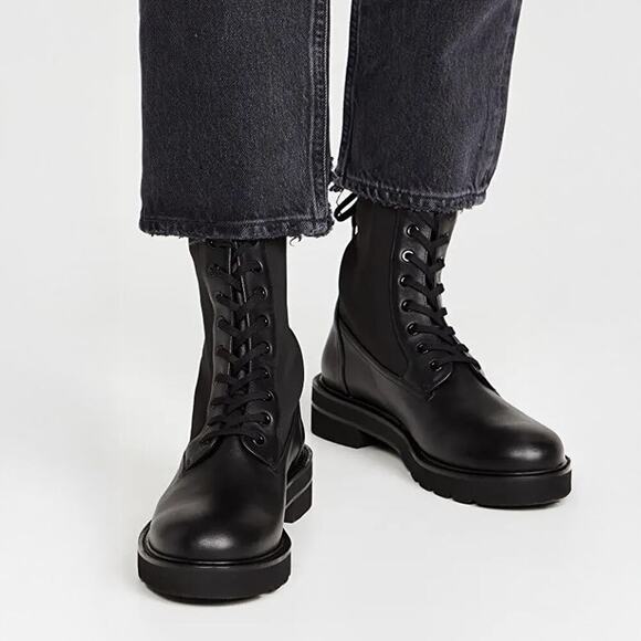 Stuart Weitzman Shoes - Stuart Weitzman Ande Lift Bootie Black Leather Combat Boots Size 9.5